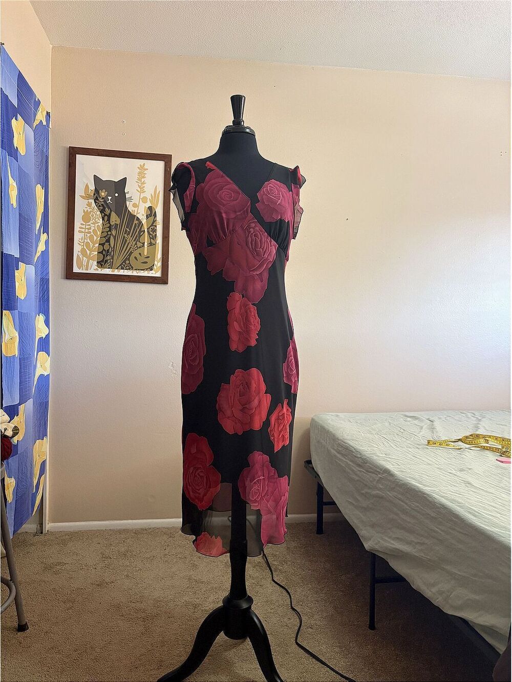 Red Roses Midi Dress Size 14 Large